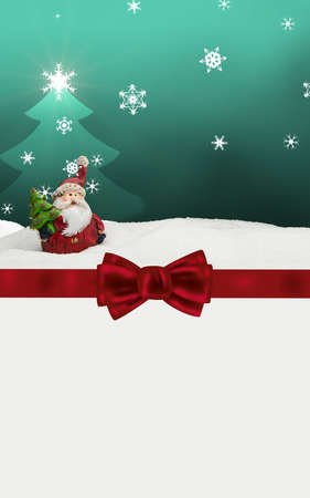 greeting card santa clause snow turquoise - merry christmasの写真素材