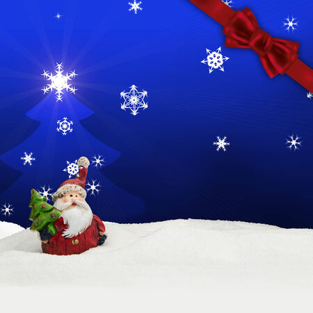greeting card santa clause snow blue - merry christmasの写真素材