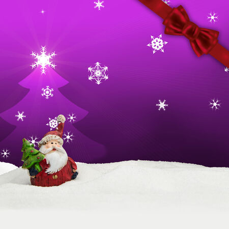 greeting card santa clause snow pink merry christmasの写真素材
