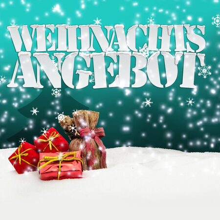 Weihnachtsangebot Angebot Angebote Weihnachten turquoiseの写真素材