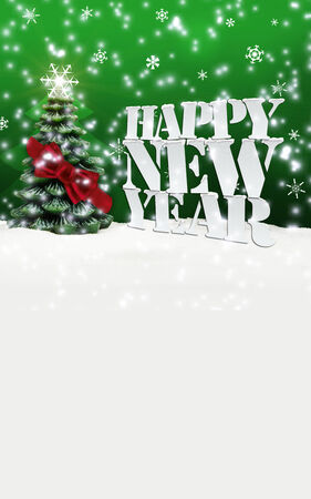 Happy New Year Christmas Winter Snow greenの写真素材