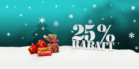 Christmas gifts 25 percent Rabatt Discount turquoiseの写真素材