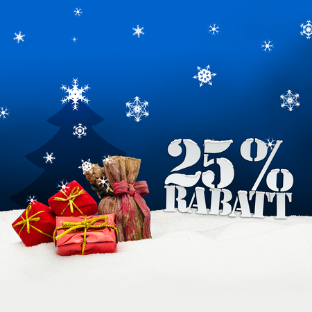Christmas gifts 25 percent Rabatt Discount blueの写真素材