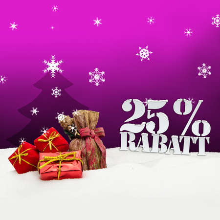 Christmas gifts 25 percent Rabatt Discount pinkの写真素材