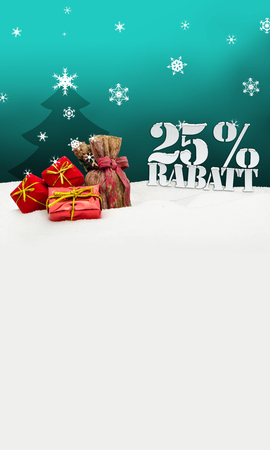 Christmas gifts 25 percent Rabatt Discount turquoiseの写真素材