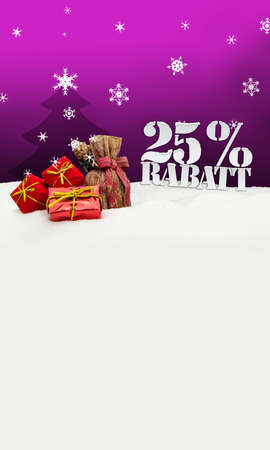 Christmas gifts 25 percent Rabatt Discount pinkの写真素材