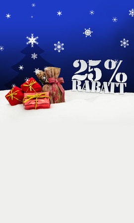 Christmas gifts 25 percent Rabatt Discount blueの写真素材