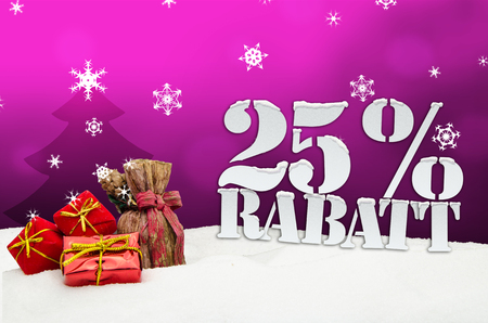 Christmas gifts 25 percent Rabatt Discount pinkの写真素材