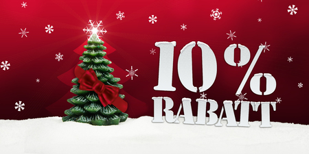 Christmas Tree 10% Rabatt discount snow redの写真素材