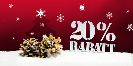 Christmas Snow Pinecone 20% Rabatt Discount redの写真素材