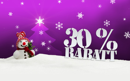 Christmas snowman 30 percent Rabatt Discount pinkの写真素材