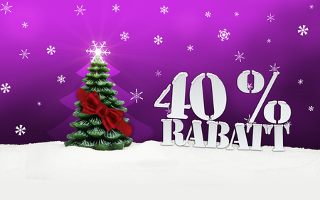Christmas Tree 40 percent Rabatt Discount winter snowの写真素材