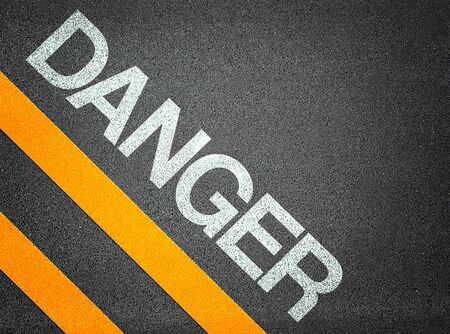 Danger Text Writing Road Asphalt Word Floor Groundの写真素材