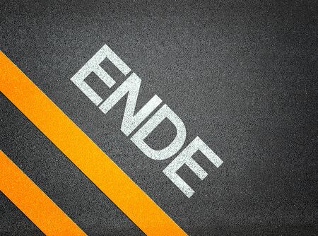 German Ende End Text Writing Road Asphalt Word Floor Groundの写真素材