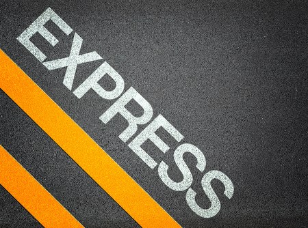 Express Text Writing Road Asphalt Word Floor Groundの写真素材