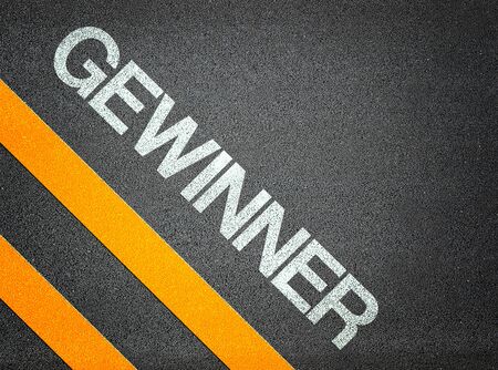 German Winner Gewinner Text Writing Road Asphalt Word Floor Groundの写真素材