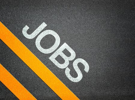 Jobs Text Writing Road Asphalt Word Floor Groundの写真素材
