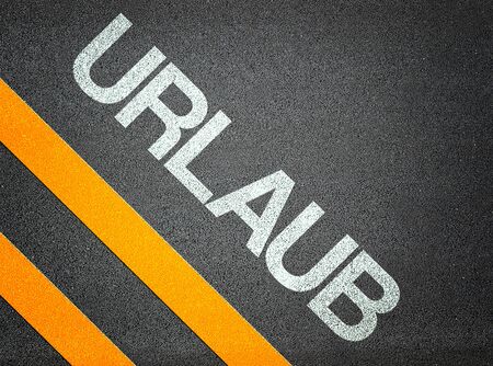 German Urlaub Holiday Text Writing Road Asphalt Word Floor Groundの写真素材