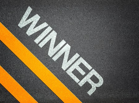 Winner Text Writing Road Asphalt Word Floor Groundの写真素材