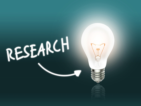 Research Bulb Lamp Energy Light turquoise Background Ideaの写真素材