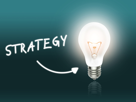 Strategy Bulb Lamp Energy Light turquoise Background Ideaの写真素材