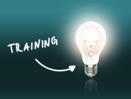 Training Bulb Lamp Energy Light turquoise Background Ideaの写真素材