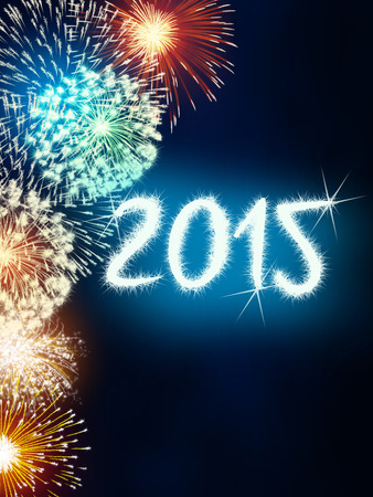 colorful impressive fireworks happy new year celebrationの写真素材