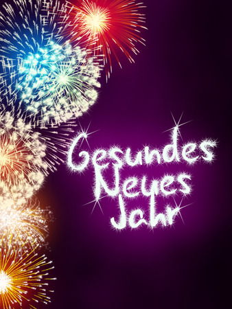 colorful impressive fireworks happy new year celebrationの写真素材