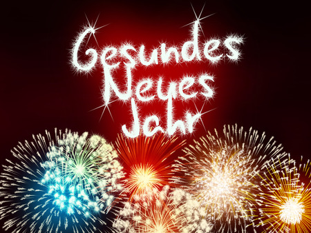 colorful impressive fireworks happy new year celebrationの写真素材