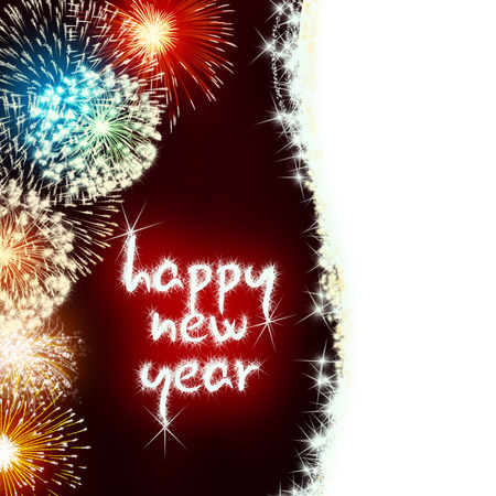 colorful impressive fireworks happy new year celebrationの写真素材