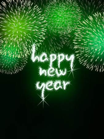 colorful impressive fireworks happy new year celebration greenの写真素材