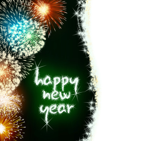 colorful impressive fireworks happy new year celebrationの写真素材