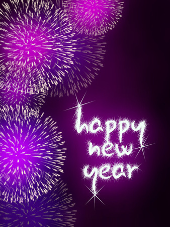 colorful impressive fireworks happy new year celebration pinkの写真素材