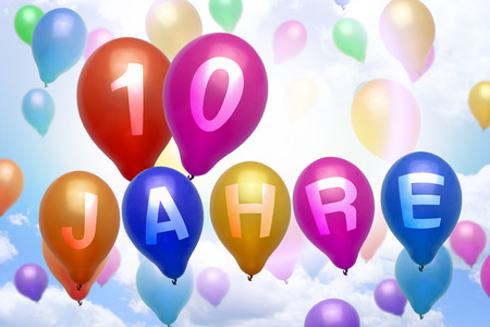 German 10 years balloon colorful balloons partyの写真素材