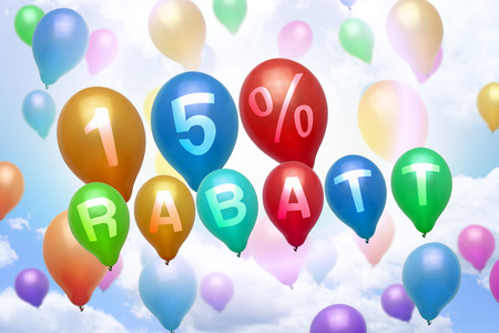 German 15 percent off Rabatt balloon colorful balloons partyの写真素材