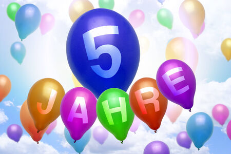 German 5 years balloon colorful balloons partyの写真素材