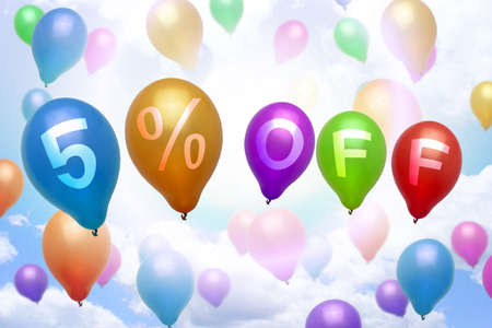5 percent off discount balloon colorful balloons partyの写真素材