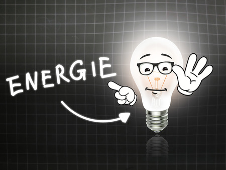 Energie Bulb Lamp Energy Light blackboard Background Ideaの写真素材
