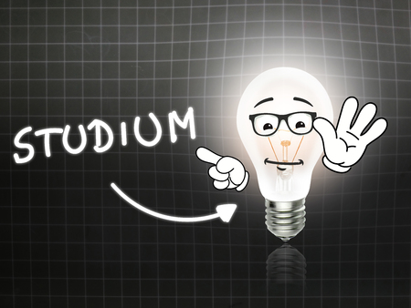 Studium Bulb Lamp Energy Light blackboard Background Ideaの写真素材