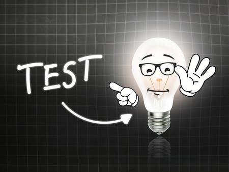 Test Bulb Lamp Energy Light blackboard Background Ideaの写真素材