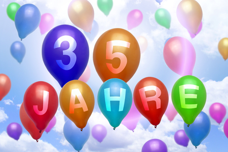 German 35 years balloon colorful balloons partyの写真素材