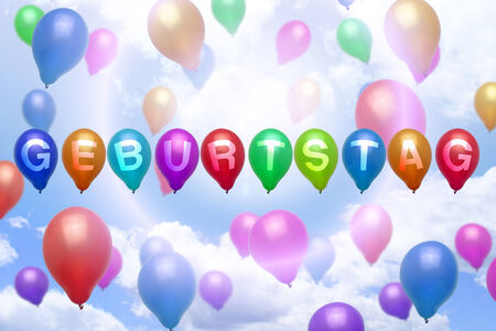 German birthday balloon colorful balloons partyの写真素材