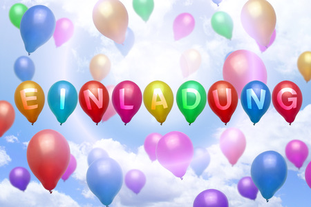 german invitation balloon colorful balloons partyの写真素材