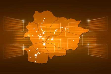 andorra Map World map News Communication delivery yellow goldの写真素材