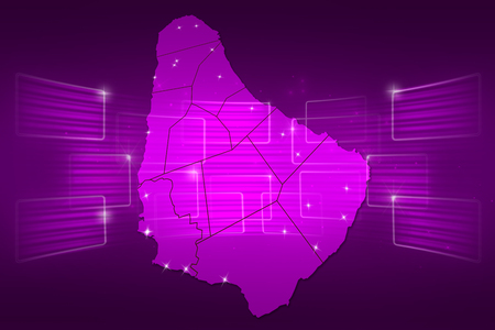 Barbardos Map World map News Communication delivery purpleの写真素材