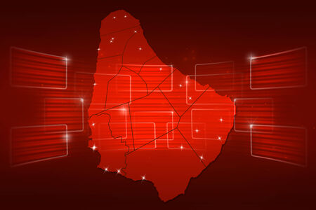 Barbardos Map World map News Communication delivery redの写真素材