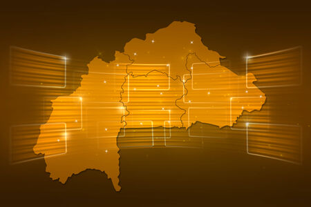 Burkina Faso Map World map News Communication delivery gold yellowの写真素材