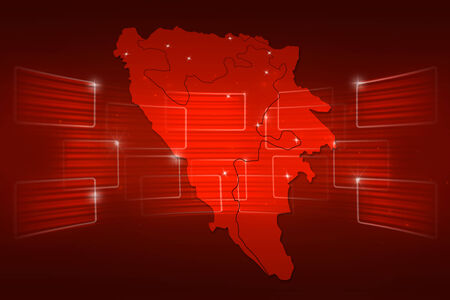 Bosnia and Herzegovina Map World map News Communication delivery redの写真素材