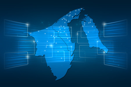 Brunei Map World map News Communication delivery blueの写真素材