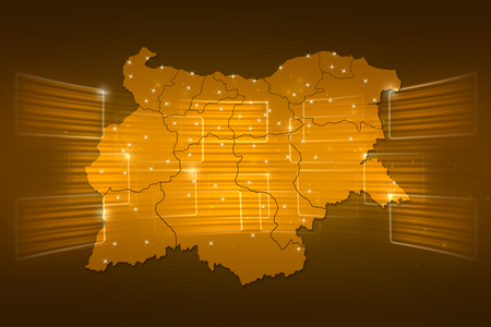 Bulgaria Map World map News Communication delivery gold yellowの写真素材